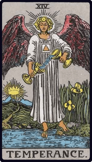 Ölçülülük (Temperance) tarot kartı görseli