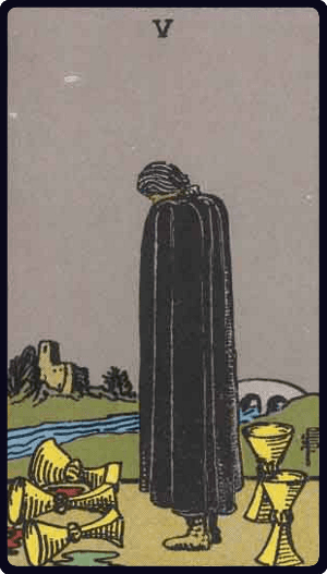 Kupa Beşlisi tarot kartı