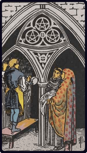 Tılsım Üçlüsü (Three of Pentacles) tarot kartı görseli
