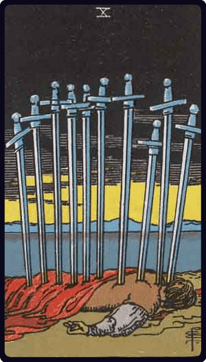 Kılıç Onlusu (Ten of Swords) tarot kartı görseli