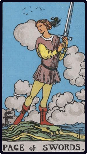 Kılıç Oğlanı (Page of Swords) tarot kartı görseli