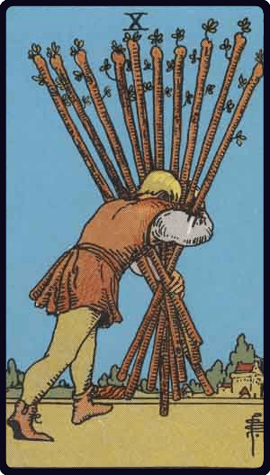 Asa Onlusu (Ten of Wands) tarot kartı görseli