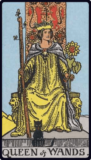 Asa Kraliçesi (Queen of Wands) tarot kartı görseli